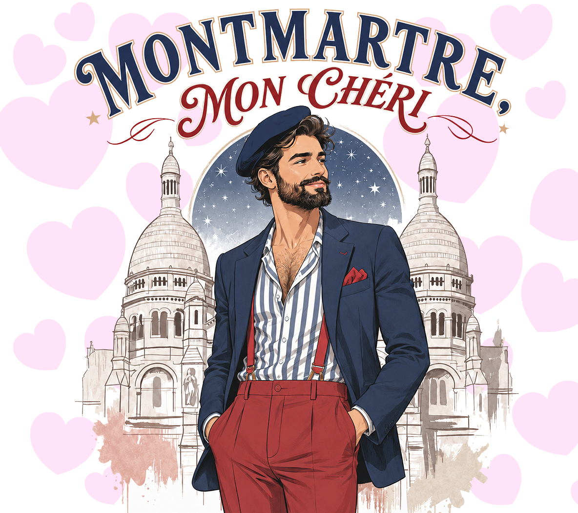 Illustration Montmartre Mon Chéri avec Parisien et Sacré-Cœur