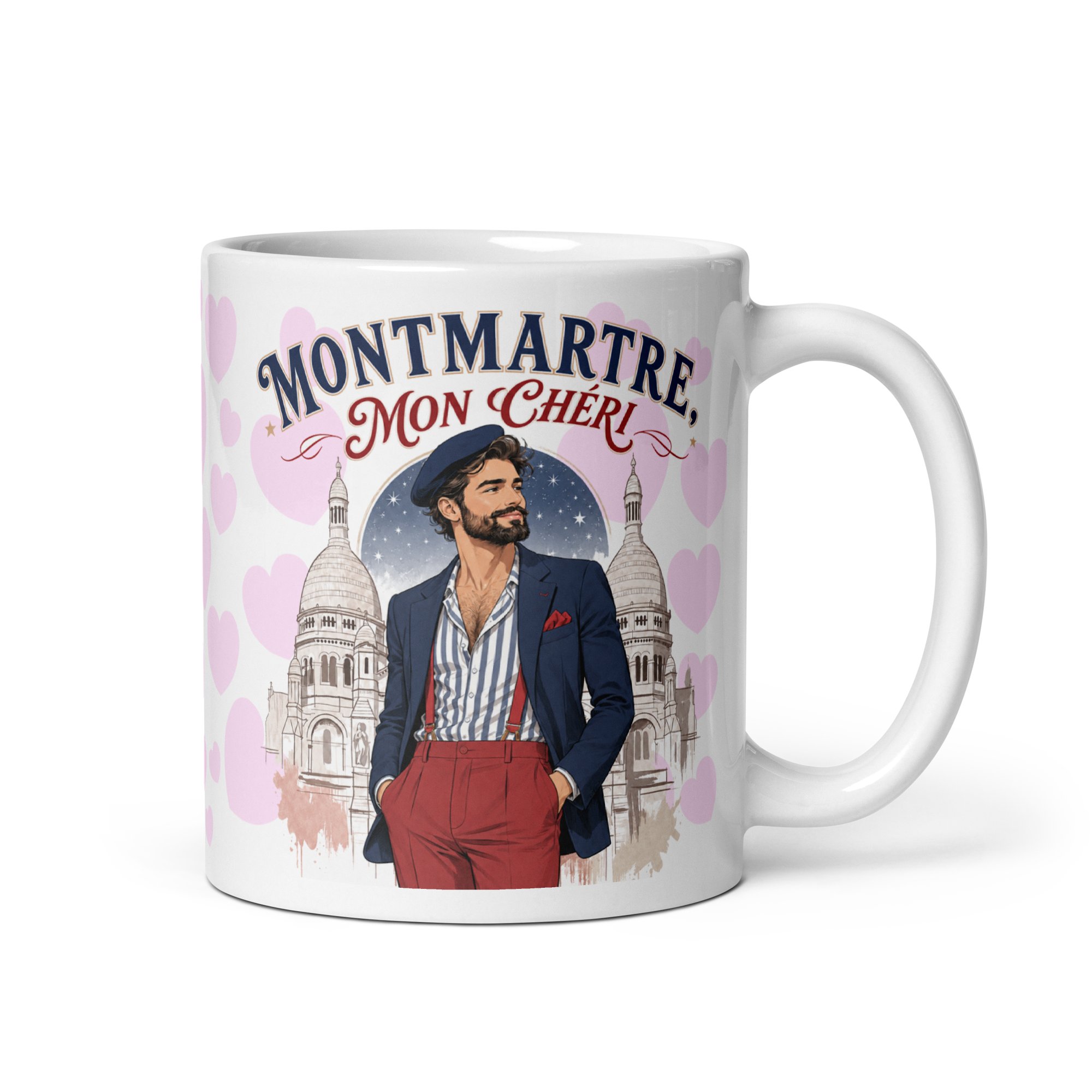 Mug Montmartre Mon Chéri avec anse à droite et décor parisien